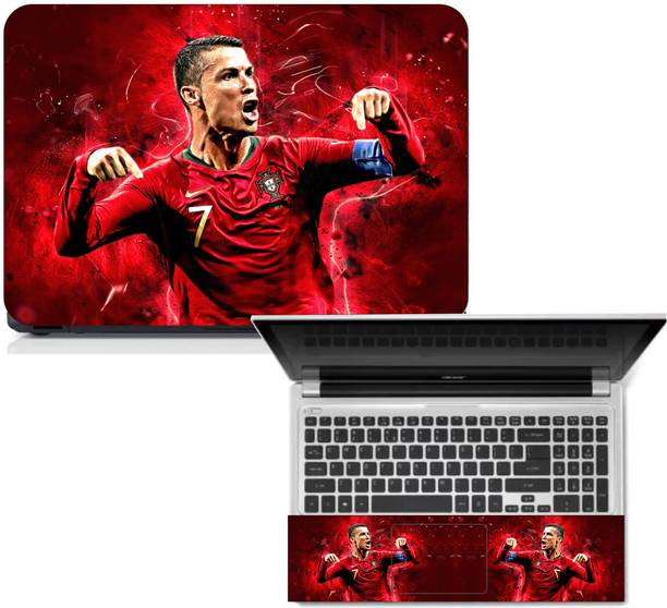 Gloshvi Cristiano Ronaldo CR7 Red Football Laptop Skin 15.6 Inch Vinyl Reusable Laptop Skin Compatible for 15.6 inch