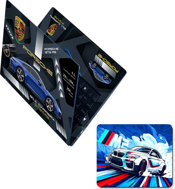 Flipkart SmartBuy Full Body Laptop Skin Combo Blue Porsche 911 Carrera GTS RS Dark Topographic No Residue Removable Self Adhesive Vinyl Reusable Laptop Skin Compatible for 15.6 inch