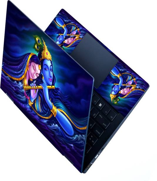 Full Panel Laptop Skin Decal Sticker Vinyl Fits Size Upto 15.6 inches - Radha Krishna Blue Self Adhesive Vinyl Laptop Decal 15.6
