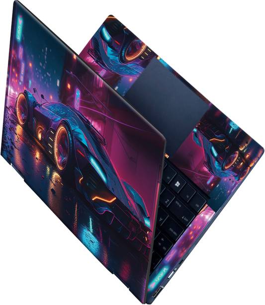 SCOTLON All Panel_Super sport side view neon car_Premium Laptop Skin Vinyl Laptop Skin Compatible for 15.6 inch