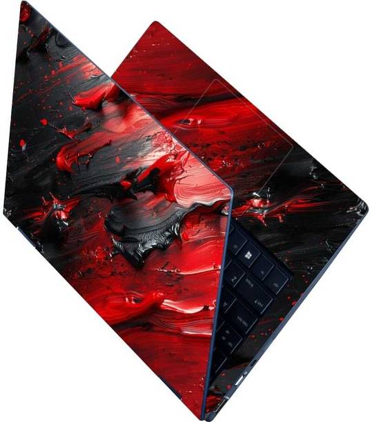 Flipkart SmartBuy Full Body Laptop Skin for Laptops Upto 15.6 Inch - Black Red Lava Art HD Sticker No Residue Removable Self Adhesive Vinyl Reusable Laptop Skin Compatible for 15.6 inch