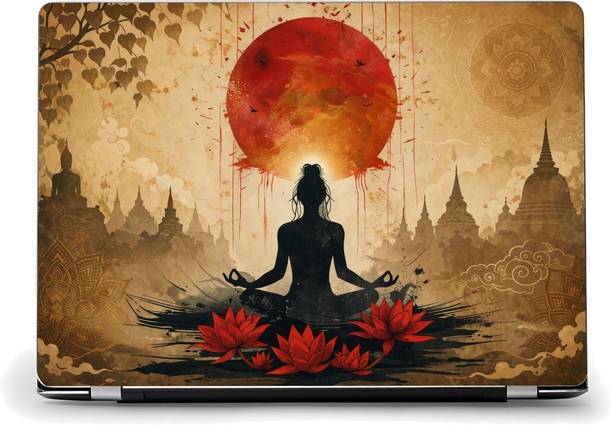 Vanvati Amazing Buddha Lotus Sunset Full Body Laptop Skin Sticker Vinyl Matte Matte Laptop Skin Compatible for 15.5 inch