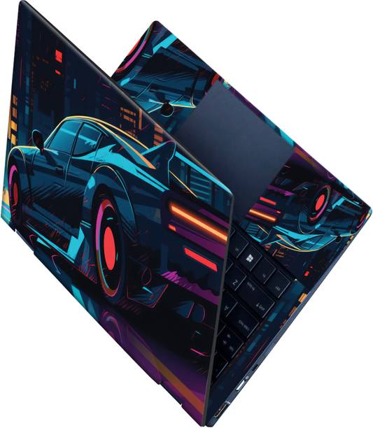 Flipkart SmartBuy _All Panel_Car with neon lights back Vinyl Laptop Skin Compatible for 15.6 inch