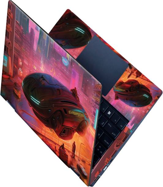 SCOTLON All Panel_Neon city skyscrapers_Premium Laptop Skin Vinyl Laptop Decal 15.6