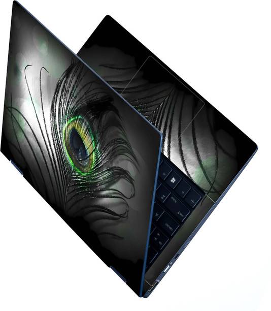 Anweshas Full Body Laptop Skin for 15.6 inches - Black Feather Premium Stretched Vinyl Laptop Skin Compatible for 15.6 inch