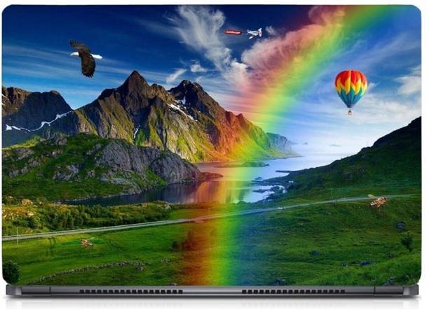 i-Birds ® Nature Rainbow With Air Balloon Exclusive High Quality Laptop Decal, laptop skin sticker 15.6 inch (15 x 10) Inch iB-5K_skin_0447 High Quality HD Printed Vinyl Laptop Skin Compatible for 15.6 inch