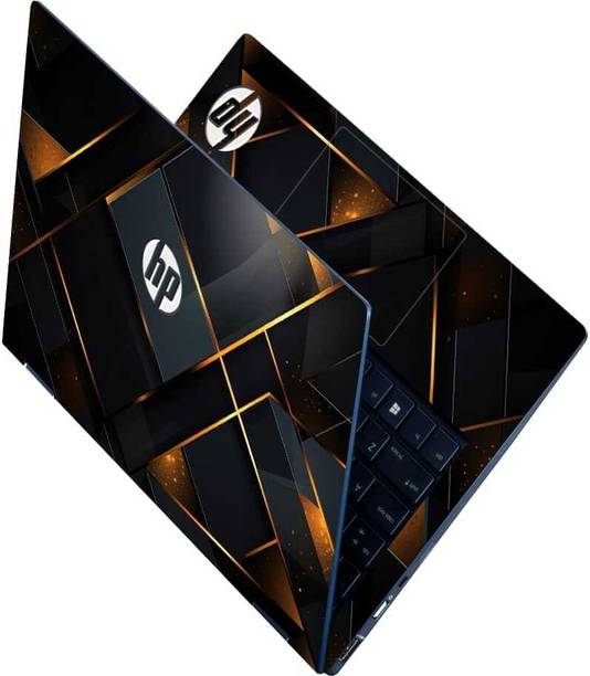 Flipkart SmartBuy Full Body Laptop Skin for Laptops Upto 15.6 Inch - HP Gold Black Futuristic HD Sticker No Residue Removable Self Adhesive Vinyl Reusable Laptop Skin Compatible for 15.6 inch