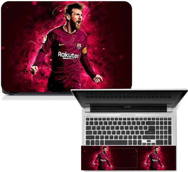Gloshvi Messi Red Football Laptop Skin with Palm Rest for 15.6 Inch Vinyl Reusable Laptop Skin Compatible for 15.6 inch