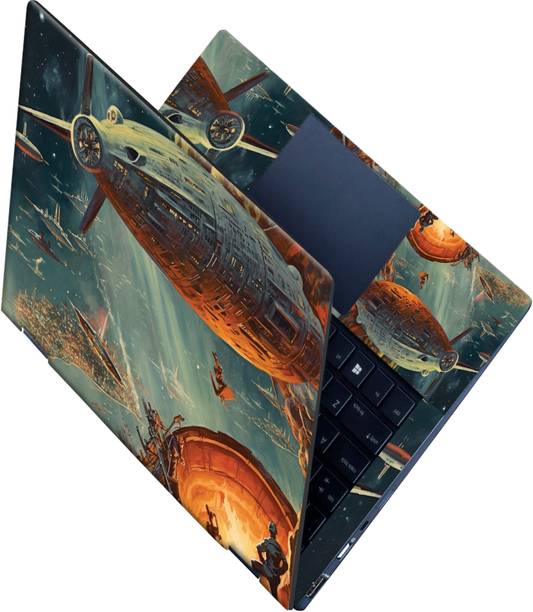 Flipkart SmartBuy _All Panle_Spaceship with plane background Vinyl Laptop Skin Compatible for 15.6 inch