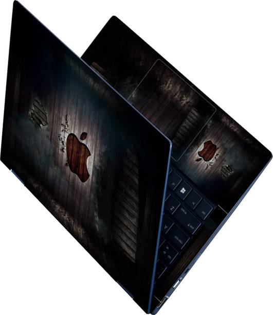 Anweshas Full Body Laptop Skin For 14 to 15.6 inch Laptop - Brown Apple Wooden Art Self Adhesive Stretched Vinyl Laptop Decal 15.6