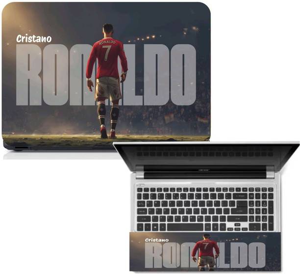 Gloshvi Cristiano Ronaldo CR7 Football Laptop Skin 15.6 Inch with Palm Rest Vinyl Reusable Laptop Skin Compatible for 15.6 inch