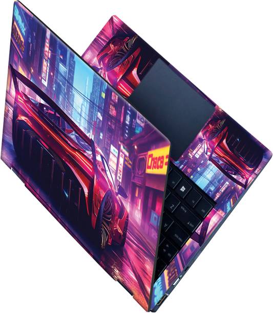 Flipkart SmartBuy _All Panel_Red sports car city Vinyl Laptop Skin Compatible for 15.6 inch