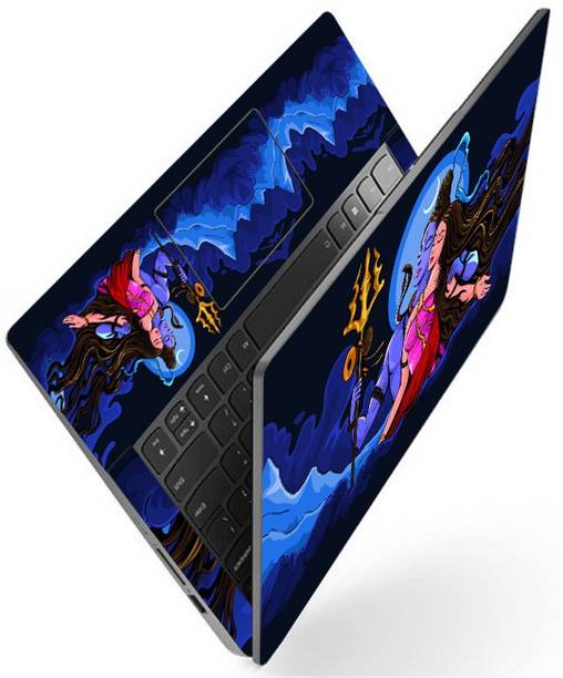 INDIA SHOPERS Full Body Laptop Skin For 14 to 15.6 inch Laptop - Lord Shiv Parvati Blue Art Self Adhesive Vinyl Laptop Skin Compatible for 15.6 inch