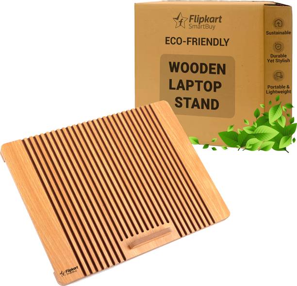 Flipkart SmartBuy Adjustable, Multi-Angle, Foldable, Eco-Friendly for Upto 17 inches laptop Louver A-01 Wooden Wooden Desk Stand Laptop Stand with Adjustable Height Compatible with Universal Laptops