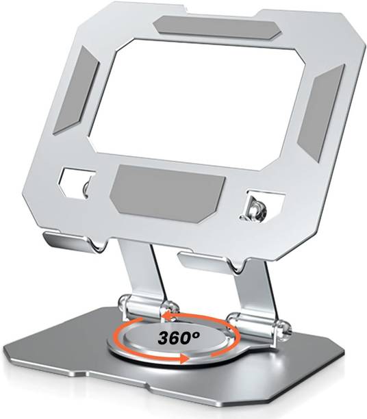 SAFERON 360° Rotating Aluminum Mobile Stand | Adjustable Phone Holder for Desk Aluminium Floor and Desk Stand Rotatable Laptop Stand with Adjustable Height Compatible with Universal Laptops
