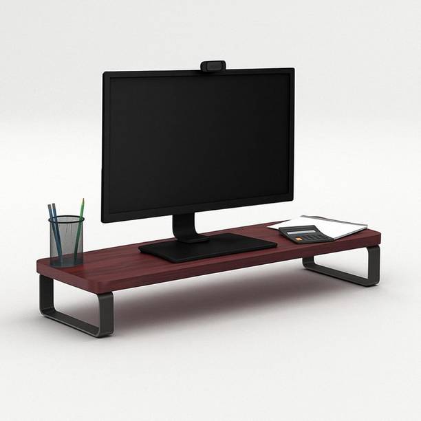 Woodvynox Wooden Monitor Stand Riser – MDF & Metal PC Stand for Desktop Table WYNX-Monitor Stand-Rustic Red Wooden Desk Stand Laptop Stand Compatible with Universal Laptops