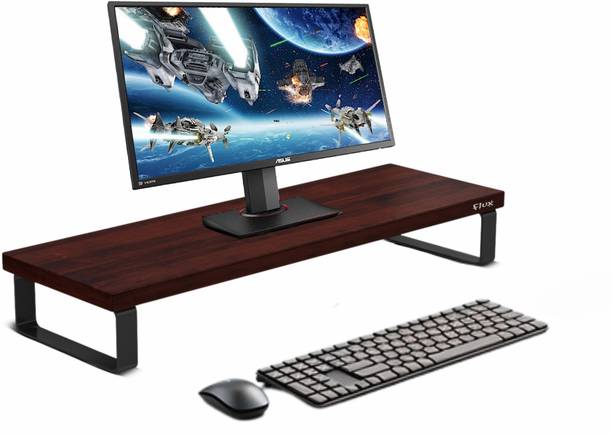 Flux Monitor Riser Stand with Metal Legs | Study, Office & Computer Table Rosewood Wooden Floor and Desk Stand Laptop Stand Compatible with Universal Laptops