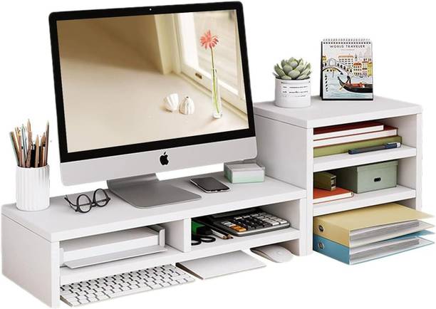 UniAart 2 Tiers Computer Monitor Riser 2 Tiers Computer Monitor Riser Wooden Desk Stand Laptop Stand Compatible with Universal Laptops