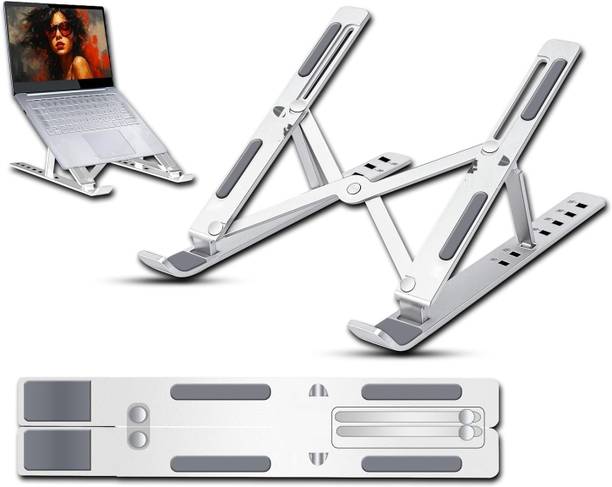 ZIRAK Laptop Stand with Adjustable Heights, 7 Angles Ergonomic Foldable Portable Stand Iron Desk Stand Rotatable Laptop Stand with Adjustable Height Compatible with Universal Laptops