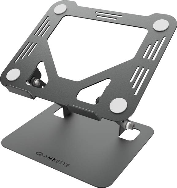 AMKETTE Ergo Hi-Rise Metal Alloy, Adjustable Height and Foldable 15.6 inches Carbon Steel Laptop Stand with Adjustable Height Compatible with Universal Laptops