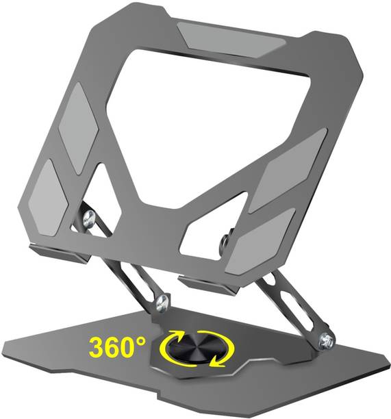 Dyazo Plus Foldable Laptop Stand with 360° Rotating Base with Multi-Angle Design Carbon Steel Desk Stand Rotatable Laptop Stand with Adjustable Height Compatible with Universal Laptops