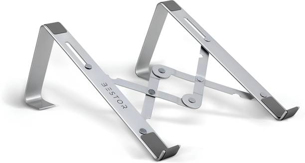 Bestor Portable Adjustable Laptop Stand (9–16 inch) Foldable Metal Stand with Phone Holder Ergonomic Notebook Riser for Desk, Office & Home Use Laptop Stand
