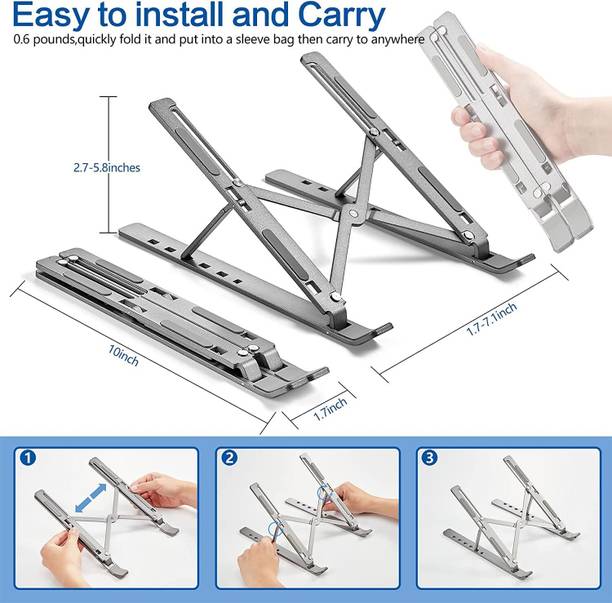 TECHEL Universal Foldable Multi-angle Laptop Stand N8 - 17.3" - Silver vcx11 Laptop Stand