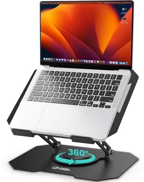केस-मैजिक CM-LS-01 360° Rotating Ergonomic Laptop/iPad Stand, Foldable, Adjustable Height & Angle Carbon Steel Desk Stand रोटेटेबल लैपटॉप स्टैंड कंपेटिबल विद26 - 35 cm लैपटॉप स्टैंड