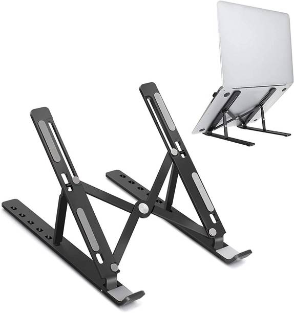 Vidhmahi Aluminium Laptop Stand Anti Slip Portable Foldable CO_75 Aluminium Rotatable Laptop Stand with Adjustable Height Compatible with Universal Laptops