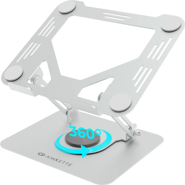 AMKETTE Ergo Hi-Rise 360 Metal 15.6 inches Carbon Steel Desk Stand Rotatable Laptop Stand with Adjustable Height Compatible with Universal Laptops