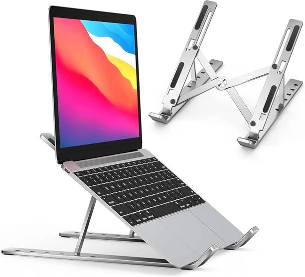 VANZARA Universal Aluminium Laptop Stand with Ventilated Cooling Design K291 Premium Laptop Stand Ergonomic Foldable Cooling Riser with Anti-Slip Pads D291 Aluminium Rotatable Laptop Stand with Adjustable Height Compatible with Universal Laptops