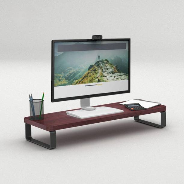 Handvoria Wooden Computer Monitor Stand Riser | Desktop Organizer for Monitor, Laptop & TV Desktop-Stand-Mahogany Finish Wooden Desk Stand Laptop Stand Compatible with 40 - 44cm, 36 - 39cm Laptops