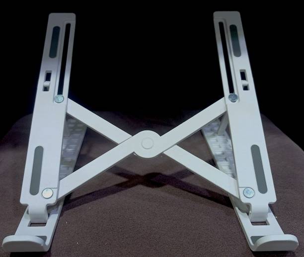 KVS Furniture Adjustable Foldable Laptop Plastic Stand White-Small-Laptop Stand Plastic Floor and Desk Stand Laptop Stand with Adjustable Height Compatible with Universal Laptops