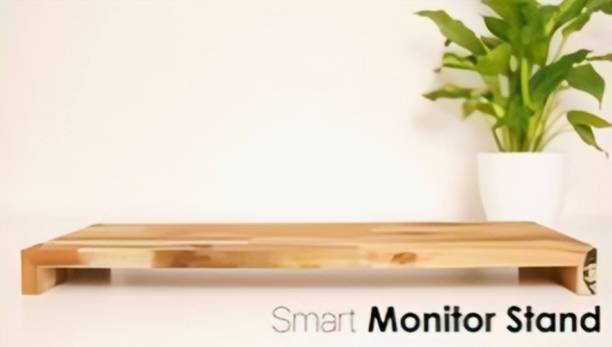 SS HOME AND OFFICE INTERIOR Smart monitor stand wooden Size 18x8 inch TRRC66 Wooden Floor and Desk Stand Laptop Stand Compatible with Universal Laptops