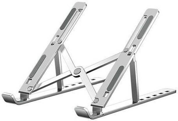 JIBON Portable Triangular Structure Easy Storage Light Weight Aluminium Floor and Desk Stand Rotatable Laptop Stand with Adjustable Height Compatible with Universal Laptops