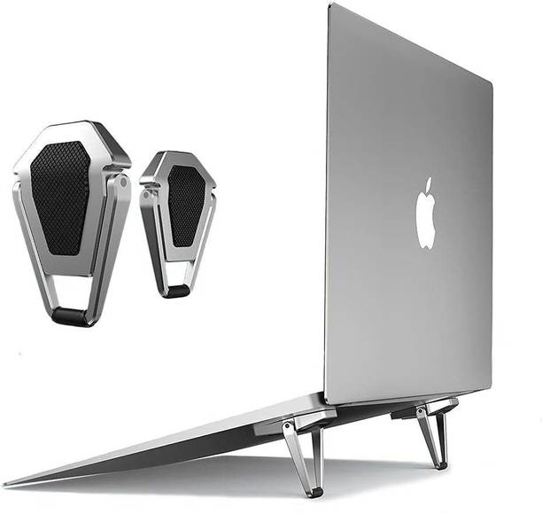 JAZLOG Mini Premium Metal Folding Portable Laptop Stand Non-Slip Base Laptop & Tablet Brass Desk Stand Rotatable Laptop Stand with Adjustable Height Compatible with Universal Laptops