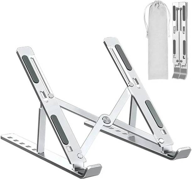 Raptor Folding Height Adjustable Aluminium Foldable Portable Desktop Holder Riser Aluminium Desk Stand Laptop Stand with Adjustable Height Compatible with 36 - 39cm Laptops
