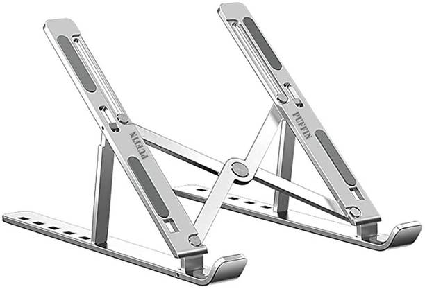 Newcastle Aluminum Adjustable, Portable, Foldable, Lp S01 Silver Aluminium Floor and Desk Stand Laptop Stand with Adjustable Height Compatible with Universal Laptops