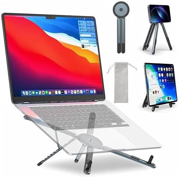 FLUPPY Laptop Stand for Desk Foldable Aluminium 3 IN 1 PCS 1 Laptop Stand for Desk Foldable Aluminium 3 IN 1 PVS 1 Aluminium Desk Stand Rotatable Laptop Stand with Adjustable Height Compatible with Universal Laptops