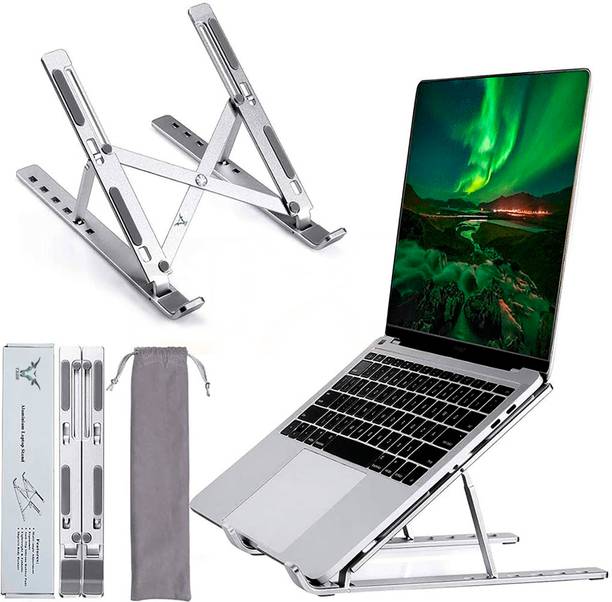 TXOR OTONX6 Laptop Stand , Adjustable Height & 360° Ventilated for 10"-15.6” Silver Color Ergonomic Metal Laptop Stand
