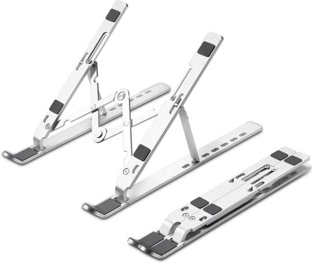 shoky Laptop Stand with Adjustable Height Compatible with 40 - 44cm Laptops (Silver) Aluminium Desk Stand Laptop Stand with Adjustable Height Compatible with 40 - 44cm Laptops