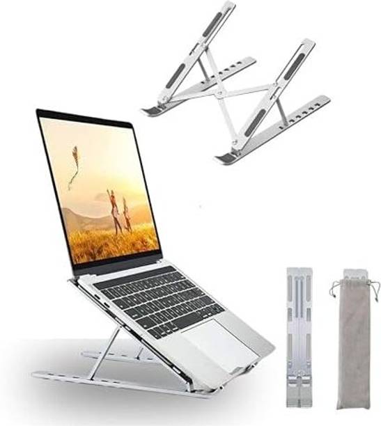 TRYLA 7 Angles Adjustable Foldable Compatible All Other Notebook Rotatable Laptop Stand Aluminium Rotatable Laptop Stand with Adjustable Height Compatible with Universal Laptops