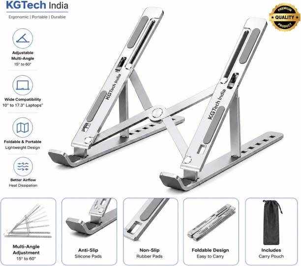 KGTech India KGT_lapstd_01 Aluminium Rotatable Laptop Stand with Adjustable Height Compatible with Universal Laptops