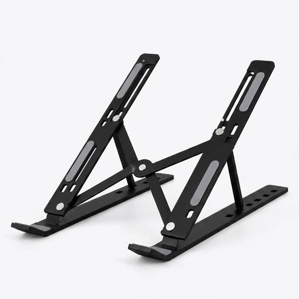 Hevats Adjustable Foldable Laptop Stand Black Folding Laptop Stand Adjustable Laptop Holder for Desk, Office & Work from Home Aluminium Rotatable Laptop Stand with Adjustable Height Compatible with 26 - 35 cm Laptops