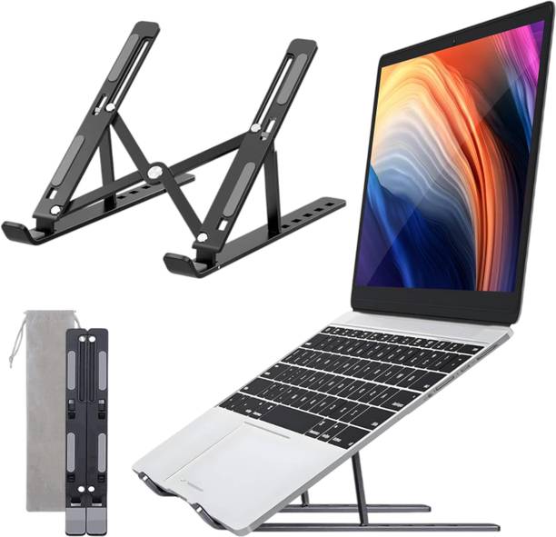 Dyazo Plus 6 Angles Laptop Stand Holder Ergonomic Foldable and Portable Tabletop Aluminium Laptop Stand with Adjustable Height Compatible with Universal Laptops
