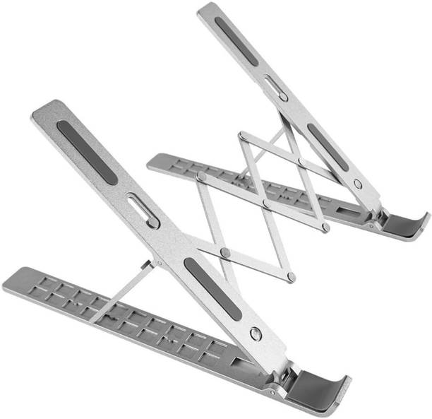 Dyazo Plus 10 Angle Laptop Stand Fully Foldable Raiser Fits Upto 15.6 Inch Notebooks Double X Laptop Aluminium Desk Stand Laptop Stand with Adjustable Height Compatible with Universal Laptops
