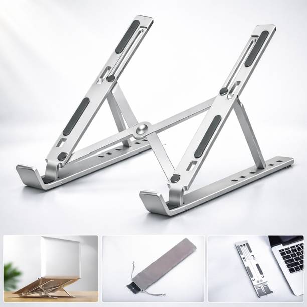 RambhaSelect AeroLift Pro Adjustable Aluminum Laptop Stand with Cooling Ventilation for Desk (10–17 Inch) Aluminium Desk Stand Rotatable Laptop Stand with Adjustable Height Compatible with Universal Laptops