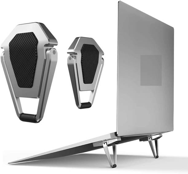 ETH Mini Premium Metal Folding Portable Laptop Stand, Invisible Laptop Riser Stand Brass Floor and Desk Stand Rotatable Laptop Stand with Adjustable Height Compatible with Universal Laptops