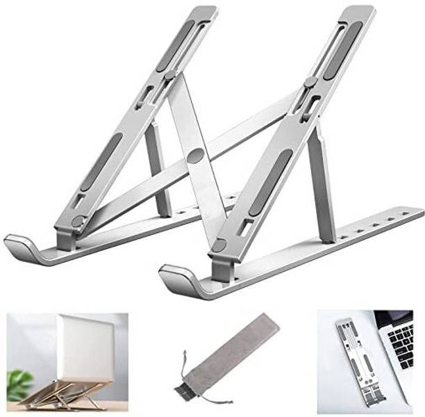 Maitland Aluminium Adjustable Laptop Stand Lightweight Portable Mini Laptop Aluminium Floor and Desk Stand Laptop Stand with Adjustable Height Compatible with Universal Laptops