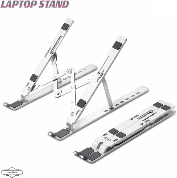 Frodiox Aluminum 6 Adjustable Foldable Portable Laptop Stand Desktop Tablet Stand FR18 Aluminium Rotatable Laptop Stand with Adjustable Height Compatible with Universal Laptops